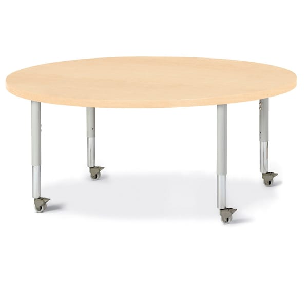 Berries Round Activity Table, 48 in. Diameter, Mobile, Maple/Maple/Gray